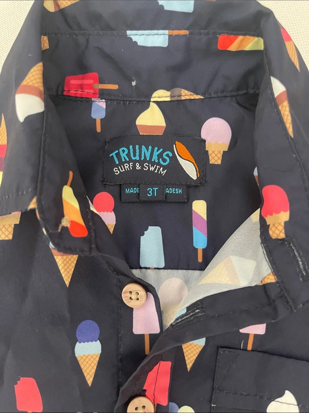 Navy Ice Cream Print Shirt & Shorts Set